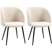 HOMCOM Set van 2 eetkamerstoelen, keukenstoelen met wollen look, boucle-stof, woonkamerstoelen met stalen poten - 55 x 62 x 80 cm, beige/zwart