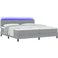 vidaXL Boxspringbed met LED-verlichting, lichtgrijs, 200 x 200 cm, gestoffeerd