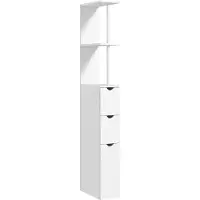 HOMCOM Badkamerkastje - MDF - 15x33x136,8 cm - Wit
