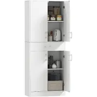 HOMCOM -Keukenkast-70,8x34x180cm-Hout-Wit