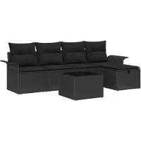 vidaXL Tuinbank Set 6 st Poly rattan