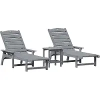 vidaXL Ligstoel 3 pcs Lichtgrijs Polyetheen