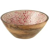 J-Line Kom hart mozaiek mango hout roze large