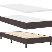 vidaXL Boxspringbed met hoofdeinde, donkerbruin, 200 x 140 cm, gestoffeerd