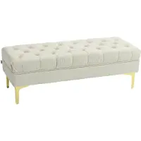 HOMCOM -Bedeindebank-Polyester-118x45x42cm-Beige