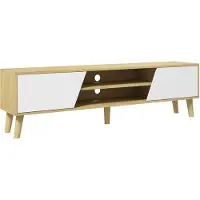 HOMCOM TV-meubel - Spaanplaat - 150x30x42cm - Natuurlijk hout