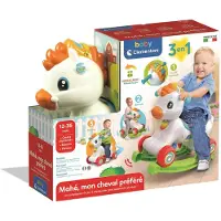 Clementoni - Rocking horse with wheels - Mane with interlocking buttons - From 1 year old
