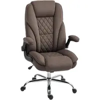HOMCOM -Bureaustoel-70x70x122cm-Fluwelen (100% polyester)-Bruin