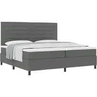 vidaXL Boxspring bed met matras Donkergrijs 200 x 200 cm Stof