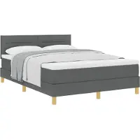vidaXL Boxspring bed met kussen Donkergrijs 140 x 200 cm Stof