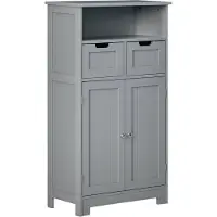 Kleankin -badkamerkast-MDF-60L x 30B x 108,8H cm-grijs