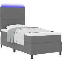 vidaXL LED Box Spring Bed Lichtgrijs en wit 90 x 200 cm Corduroy stof