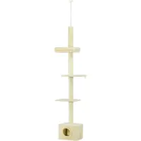 PawHut -kattenboom-spaanplaat-40x31x270cm-beige