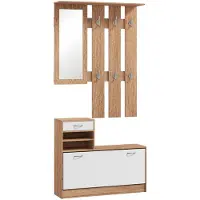 HOMCOM -Entree-opbergset-90x10x102 cm-spaanplaat-walnoot
