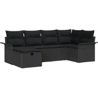 vidaXL Tuinbank Set 6 st Zwart poly rattan