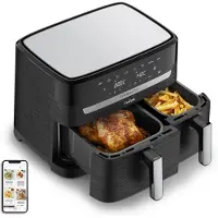 Tefal EY9018 Dual Easy Fry heteluchtfriteuse met dubbele kamer, Friteuse, Zwart