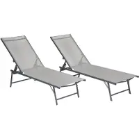 Happy Garden Set van 2 opvouwbare ligbedden SICILIA in grijs textilene - antraciet structuur