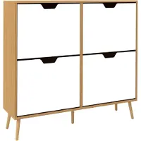 HOMCOM - Opklapbare schoenenkast - Hout - 95x26x95cm - Natuurlijk hout