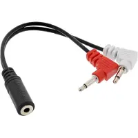 InLine Câble pour casque d'écoute audio audio, 2x 3,5 mm m à 3,5 mm f 3 broches, 0,15 m