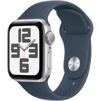 Apple Watch SE 40 mm (2022) | GPS | zilver | Sportbandje Stormblauw M/L