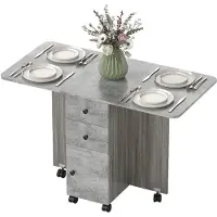 HOMCOM -Opklapbare eettafel-spaanplaat-120x60x76,5cm-grijs