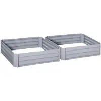 Outsunny tuinbeddenset - Staal - 100x100x30cm - Grijs