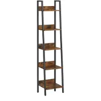 Begryf Ladderrek - Rustiek Bruin - 5 Niveaus - 34x30x170 cm - Met Verstelbare Poten - Industrieel Design