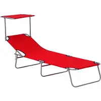 Outsunny -ligstoel-Metaal-187x58x36cm-Rood