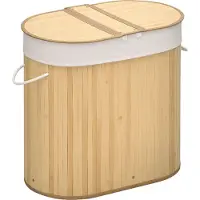 HOMCOM Wasmand - Bamboe - 62,5x37x60,5cm - Natuurlijk Hout