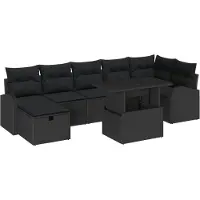 vidaXL Tuinbank Set 8 st Zwart poly rattan