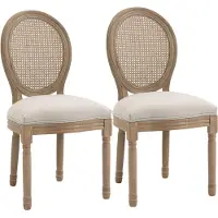 HOMCOM Eetkamerstoel - Polyesterstof met linnenlook - 49x56x96cm - Crème