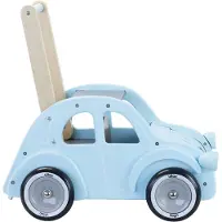 Vilac houten loopwagen Citroën 2CV retro blauw peuterspeelgoed.
