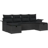 vidaXL Tuinbank Set 6 st Zwart poly rattan