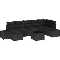 vidaXL Tuinbank Set 8 st Zwart poly rattan