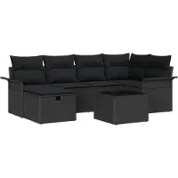 vidaXL Tuinbank Set 7 st Zwart poly rattan