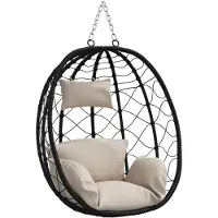 vidaXL Hangende ei-stoel Taupe 91,5 x 54,5 x 107 cm poly rattan