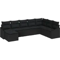 vidaXL Tuinset met 8 zitplaatsen, zwart, van polyrotan