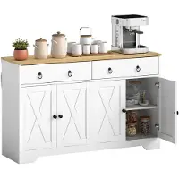 HOMCOM Buffetkast - Spaanplaat - 121x37x75cm - Wit