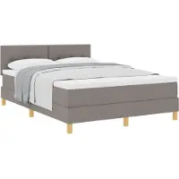 vidaXL Boxspring bed met kussen met hoofdeinde Taupe 160 x 200 cm Stof