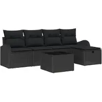 vidaXL Bankstel 6 st Zwart poly rattan