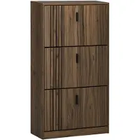 HOMCOM -Opklapbare schoenenkast-Panneaux de particules-63x24x117cm-Noyer foncé
