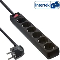 InLine Stekkerdoos met 6 contacten en schakelaar / zwart - 5 meter