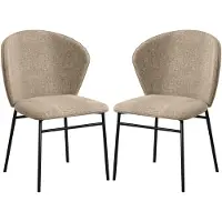 HOMCOM -Eetkamerstoel-Linnen (100% polyester)-52x55x80cm-Bruin