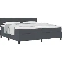 vidaXL Boxspring bed Donkergrijs en Wit 200 x 200 cm Corduroy stof