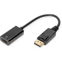 Digitus AK-340415-002-S DisplayPort / HDMI Adapter [1x DisplayPort stekker - 1x HDMI-bus] Zwart 4K UHD, Afgeschermd (dubbel), Afsluitbaar 20.00 cm