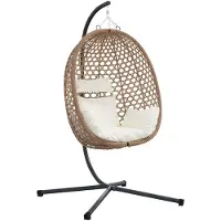 vidaXL Hangende ei-stoel Licht roomkleur 104 x 100 x 191 cm