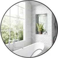 HOMCOM -Badkamerspiegel-Glas-70x2.5x70cm-Zwart