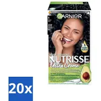 Garnier - Nutrisse Ultra Crème 1 - Haarkleuring - Zwart - Intens Voedend - Permanente Kleur - Bulkverpakking - 20 stuks
