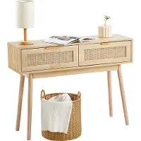 Vevor rotan consoletafel met 2 lades