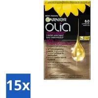 Garnier - Olia 8 - Haarkleuring - Lichtblond - Zonder Ammoniak - 60% Olie - Permanente Kleur - Bulkverpakking - 15 stuks